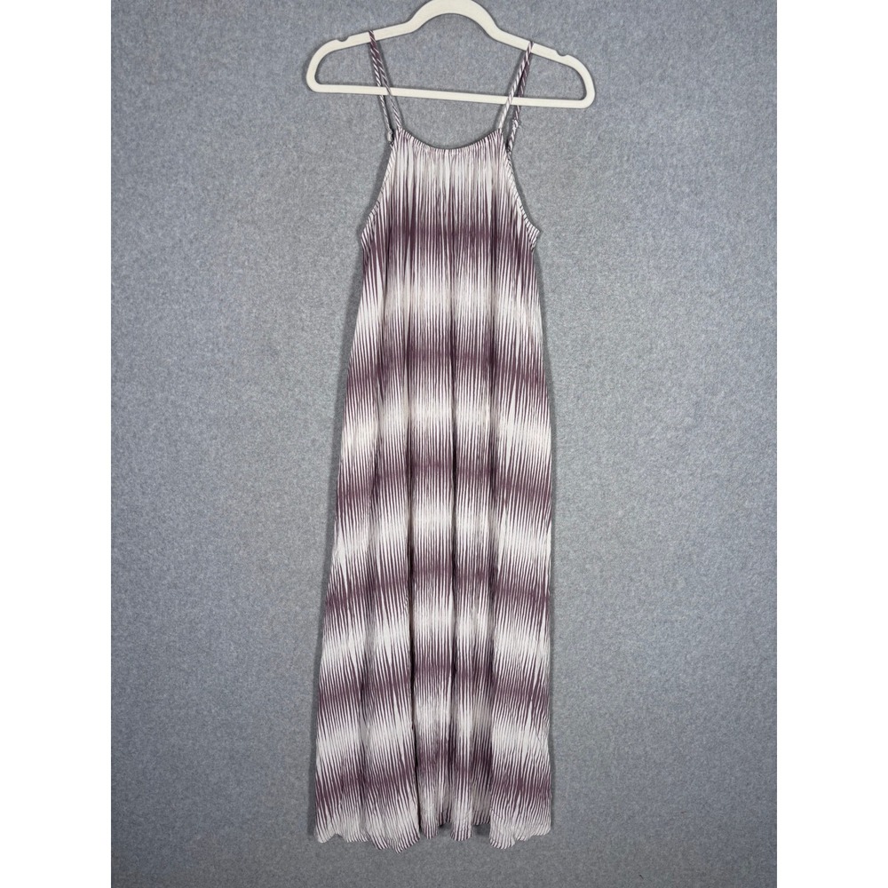 A New Day Gauze Textured Maxi Dress Small Purple White Ombre Pockets Boho Flowy